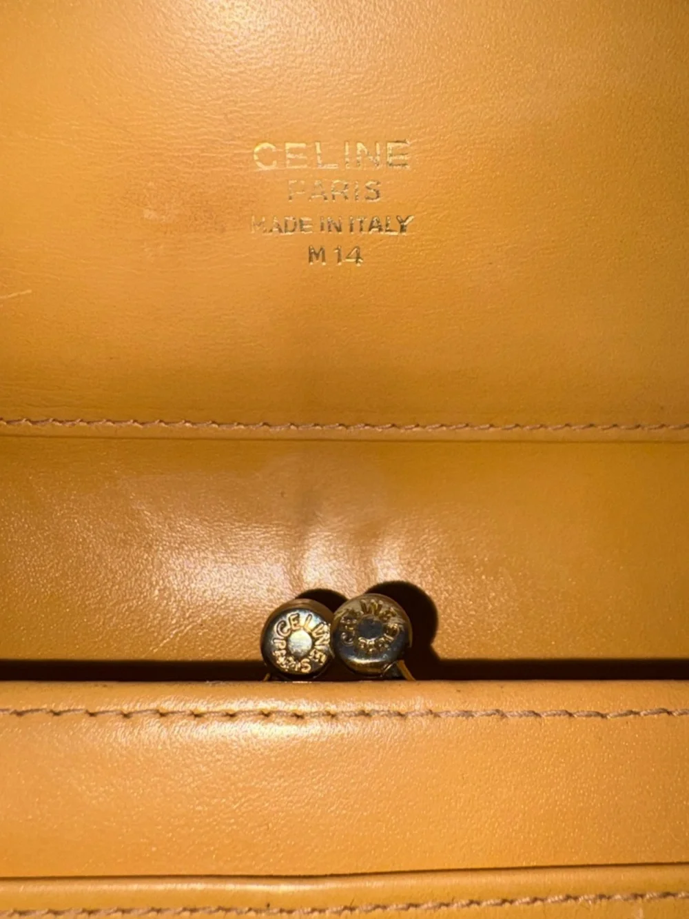 Vintage Celine Macadam Brown & Tan Long Wallet Kisslock Clutch